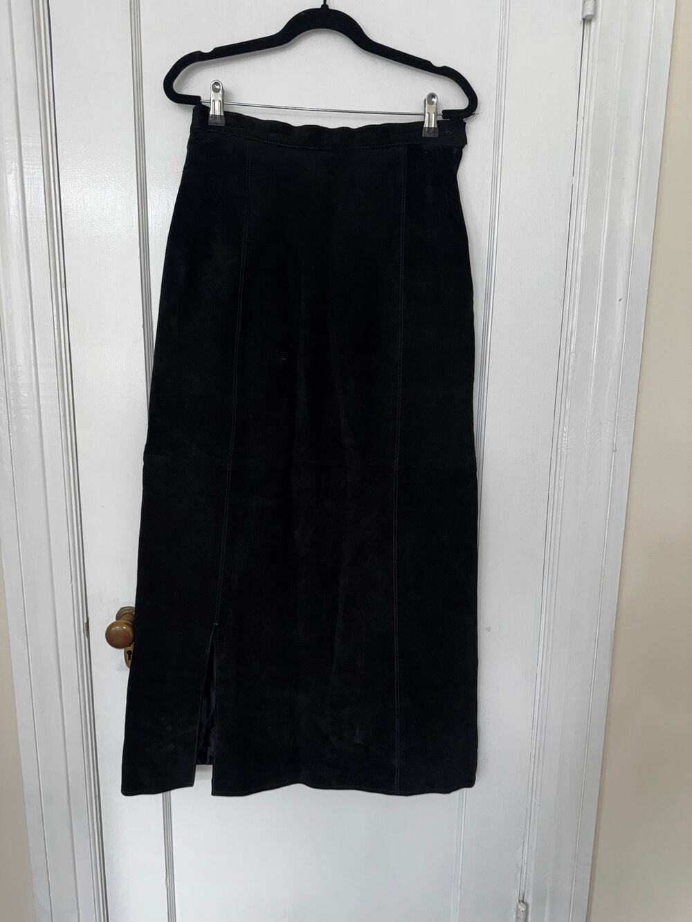 Vintage Black Suede/Leather Maxi Skirt
